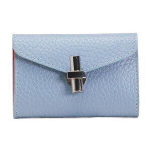 ISADORA Made In Italy Leather Large V Flap With Nickel Metal Hardware Wallet